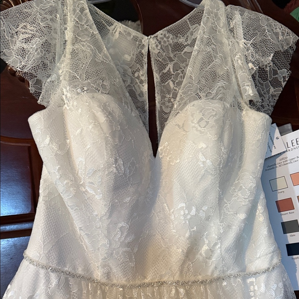 Lace A-Line Wedding Dress with Cap Sleeves - Ivory - Picture 5 of 6